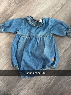 Souris Mini Denim Baby Bubble One-Piece - Blue